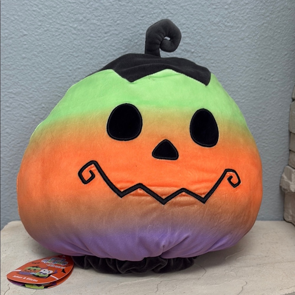 Squishmallows Orange and Green Stuffed Pumpkin Toy